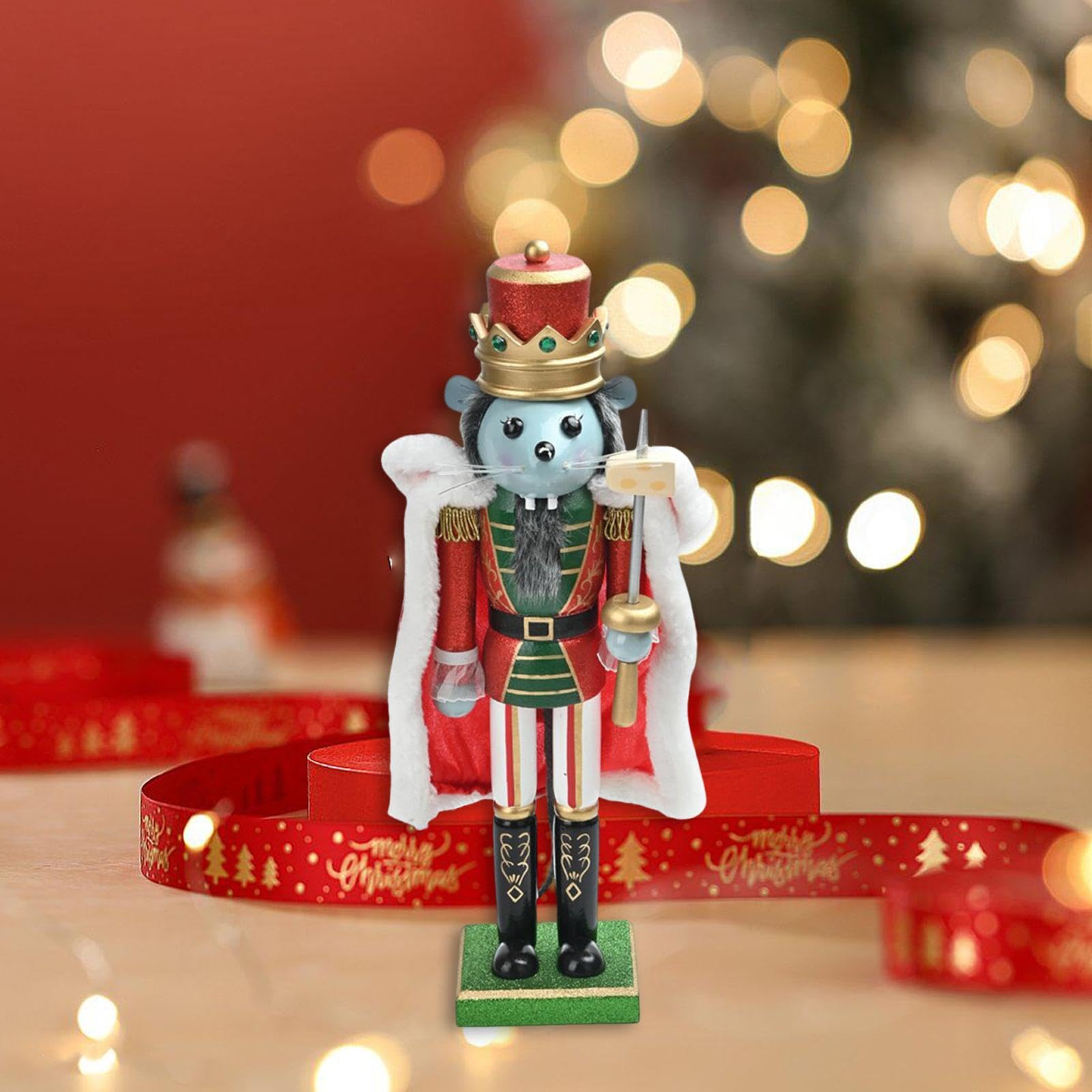 Milageto Weihnachtsdekoration „Mäusekönig“ – Nussknacker, 38,1 cm hoch, Tischdekoration, Figur, Weihnachtsdeko für Festivalregal