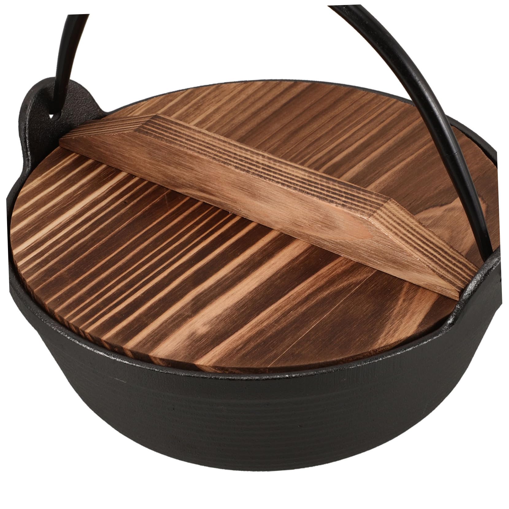 Olla de Hierro Fundido Japonesa para Camping con Tapa Potente Distribución de Diseño Colgante para Ahorro de Espacio para Guisos y Estofados al Aire