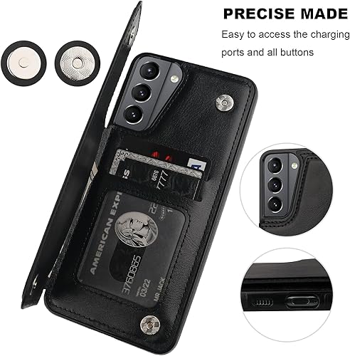 Miniatura 7 de Funda ONETOP tipo cartera compatible con Samsung Galaxy S21 Plus, con soporte para tarjetas, funda de cuero sintético con ranuras para tarjetas.