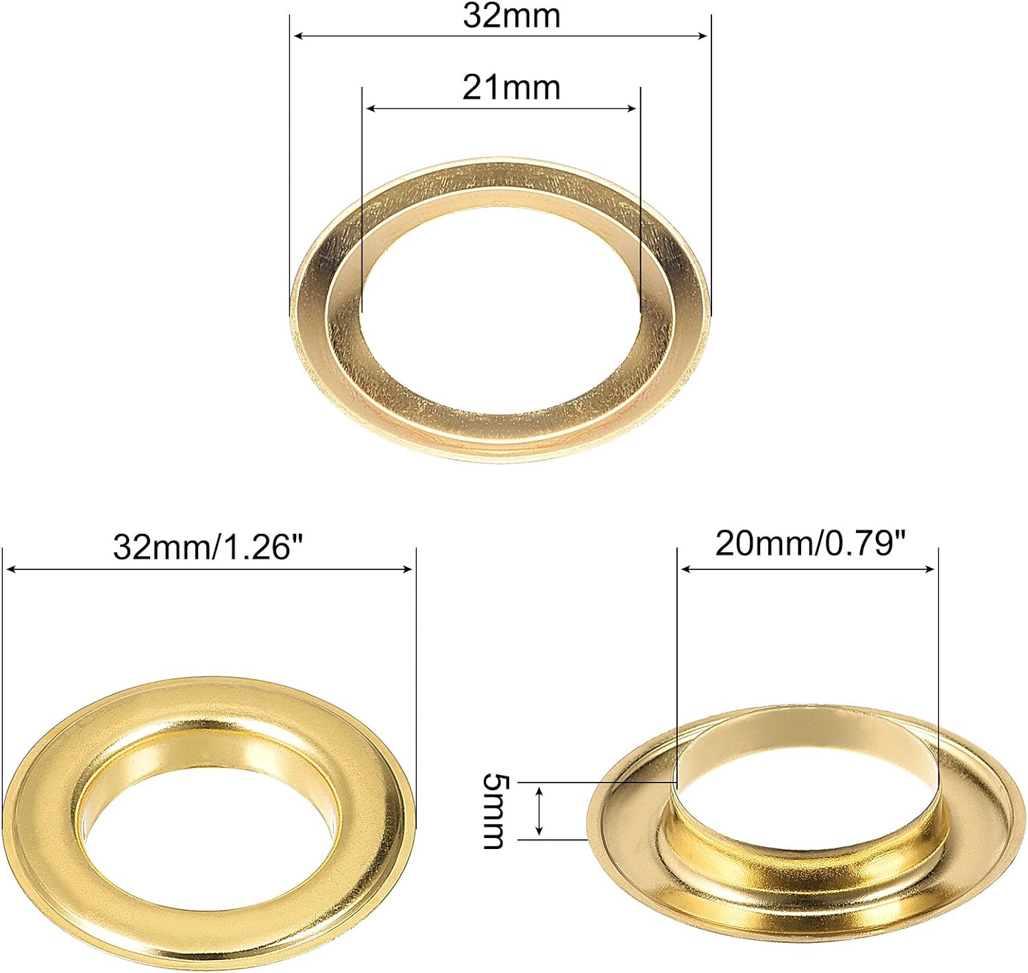 uxcell Grommet Tool Kit 50 Sets 3/4" Copper Grommets Eyelets with 3 Pcs Install Tool, 2 Colors 20mm Inside Dia for Leather, Clothes, Belt, DIY Crafts