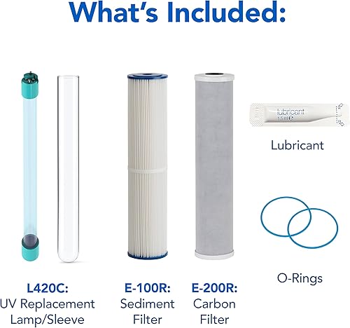 Miniatura 4 de Juego de filtros de repuesto para toda la casa Kind Water – Sedimento, bloque de carbón y lámpara de repuesto UV – Compatible con el sistema E-3000