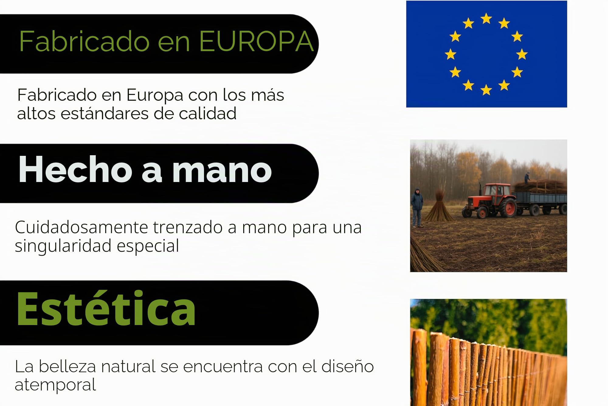 Valla de mimbre Natural 50 x 300 cm - Estera de Mimbre - Cañizo Jardin Ocultacion - Valla Ocultacion Jardin Exterior - Malla Para Balcon y Terraza