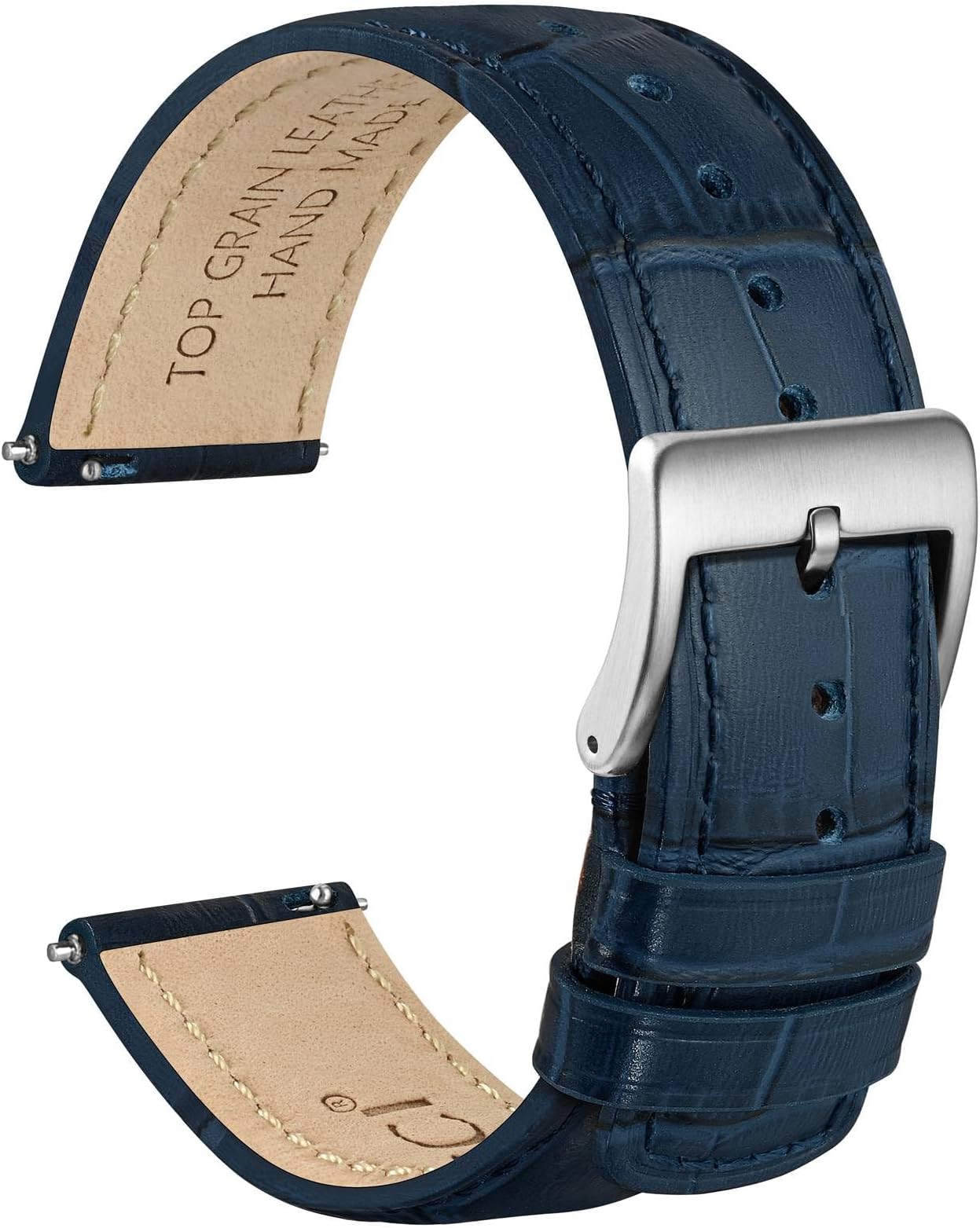 Watch Bands, Top Grain Leather, Embossed Alligator Grain, Quick Release, Band Width 18mm 20mm 22mm