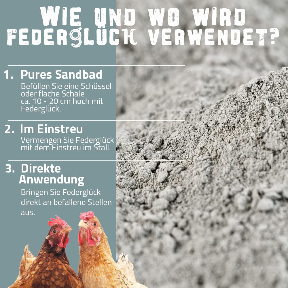 Petigi Federglück Bain de Sable pour Poules, Pigeons et volailles Protection 100% Naturelle Contre Les acariens 25 kg Bain Sec Anti-acariens