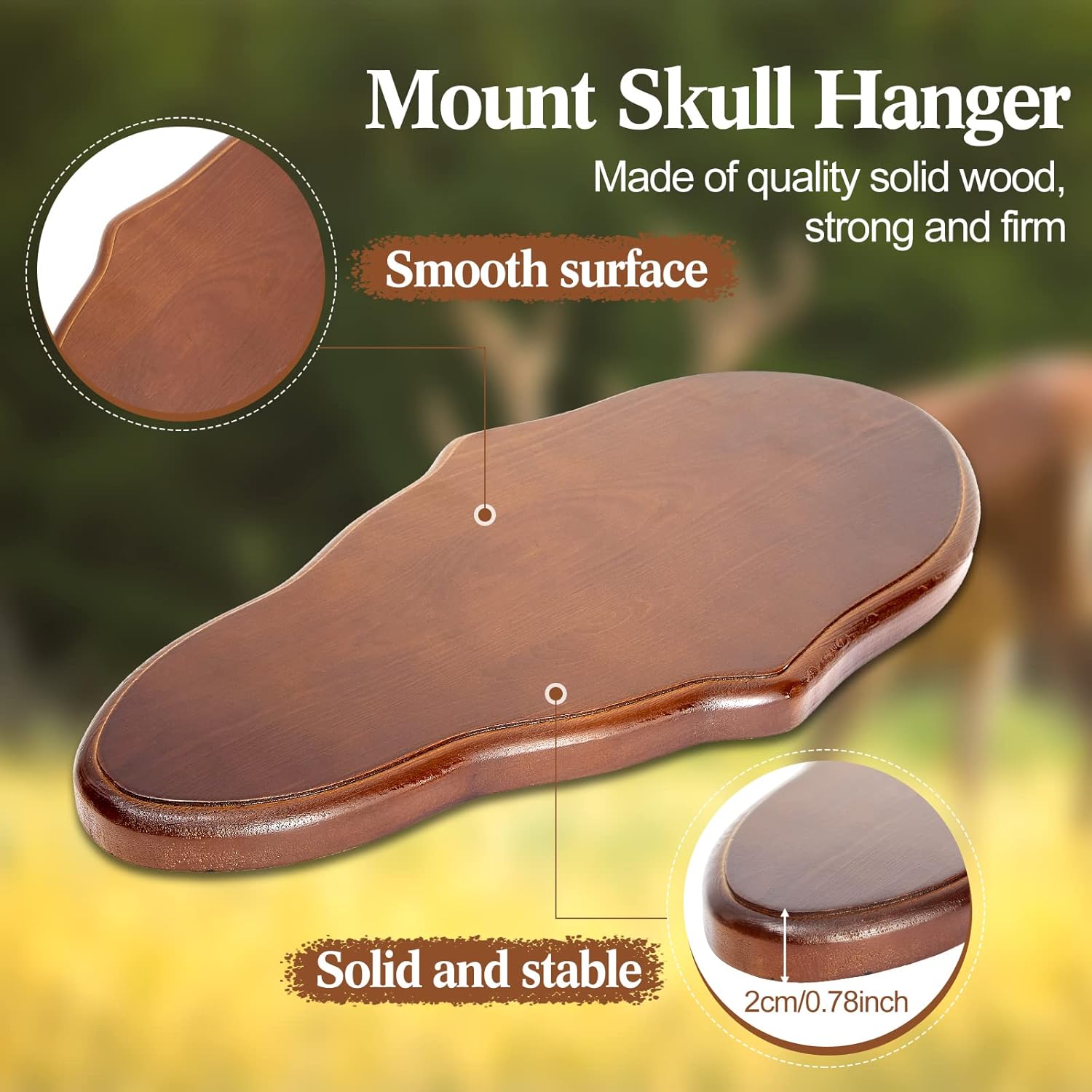 Sintuff 2 Pcs Deer Mount Plaque Skull Face Plate Plaque European Mount Wooden European Skull Hanger for Antler Elk Head Display Hunting Winter Decor