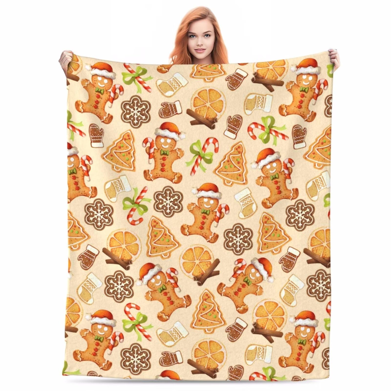 Christmas Blanket Christmas Cookies Throw Blanket Gifts for Men Women Funny Christmas Flannel Blankets 50"x40" Christmas Decor All Seasons Cozy Blankets