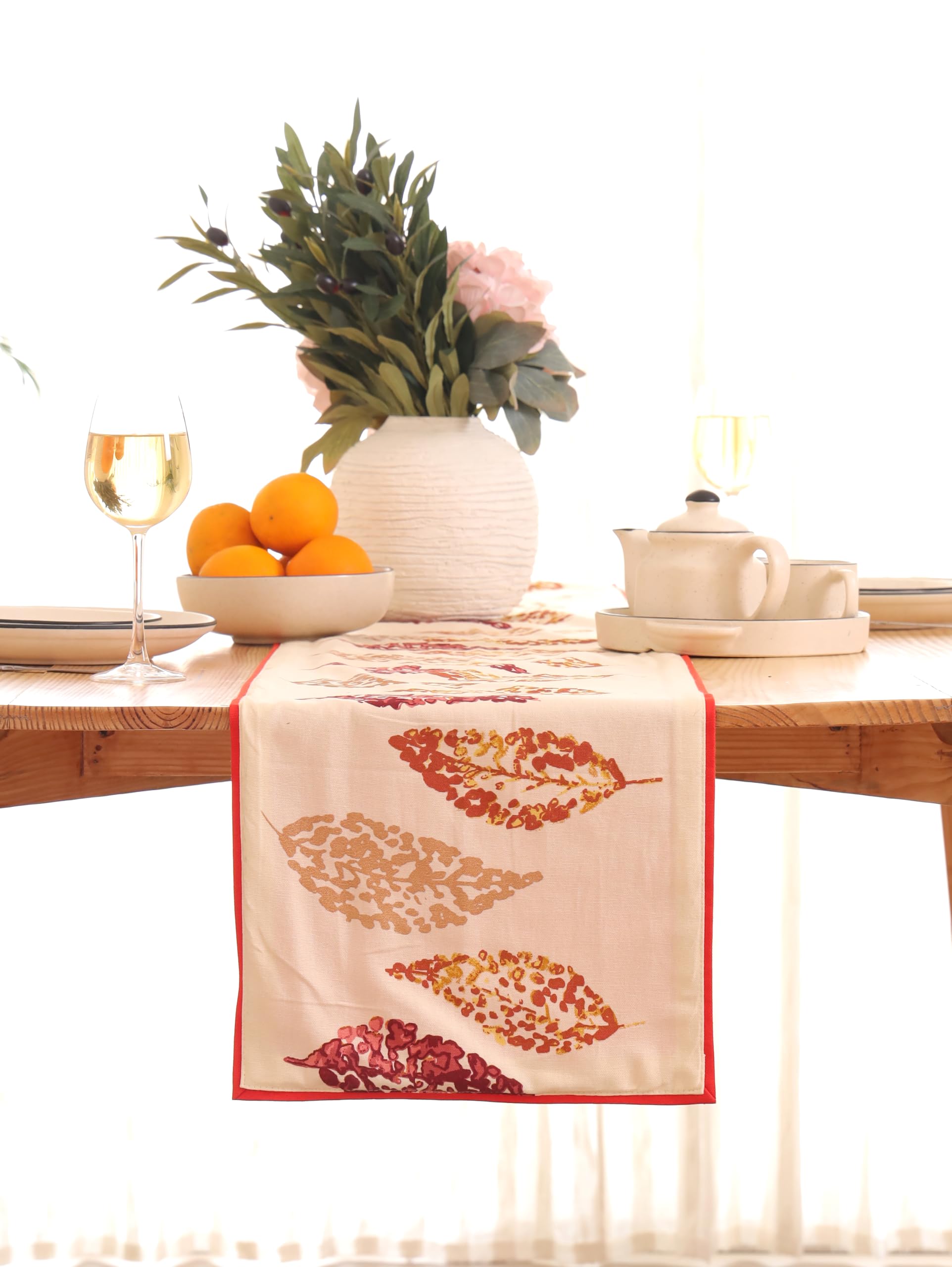 Autumn Leaf Linen Table Runner | Premium Quality Fabric-image-31