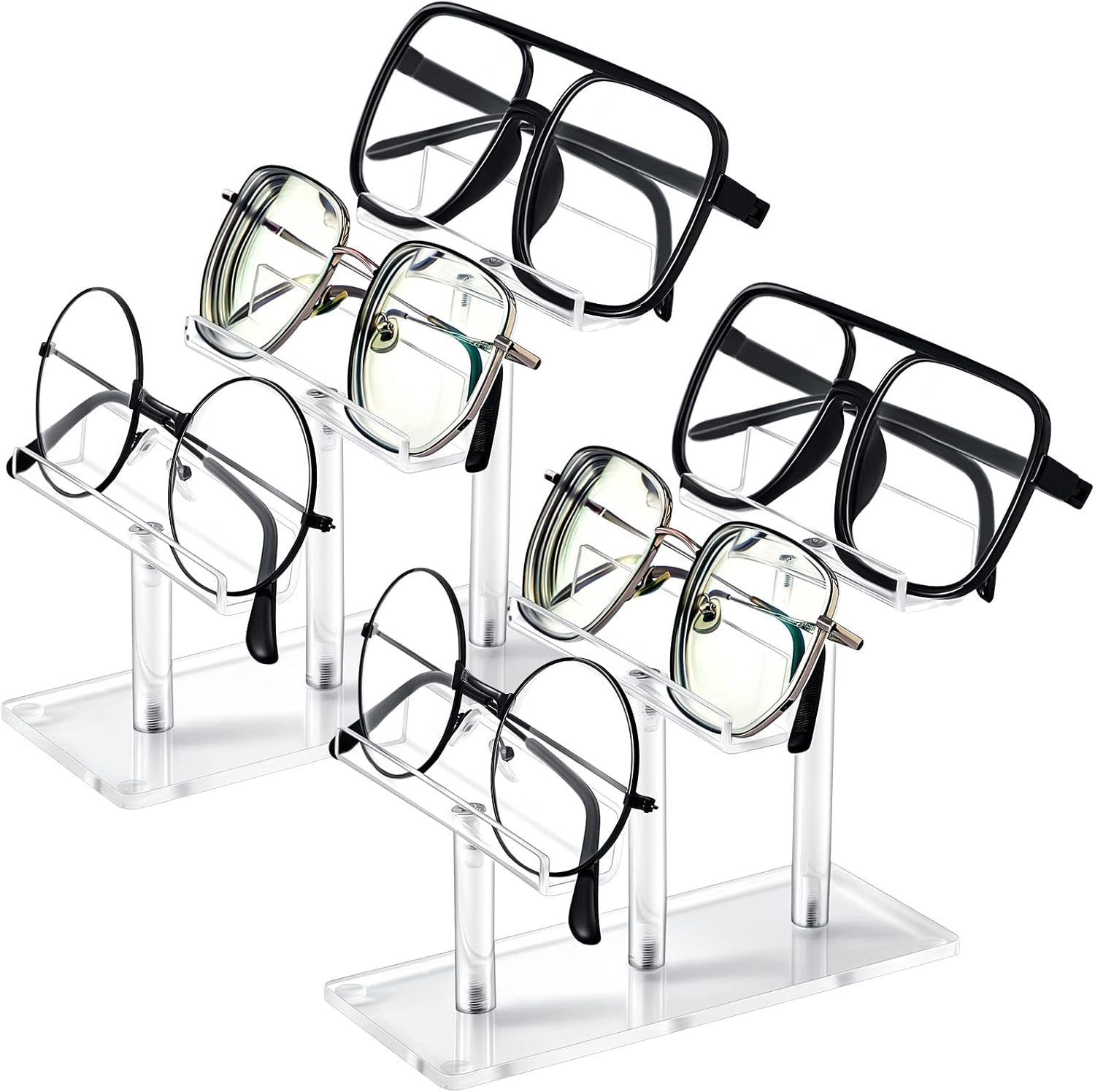 2 Pcs Eyeglasses Display Stand Acrylic Sunglasses Holder Clear Sunglass Organizer