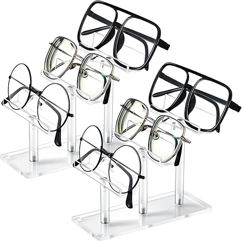 Sintuff Soporte de exhibición de lentes de 3 niveles, soporte acrílico para lentes de sol, organizador de gafas de sol transparente, marco para