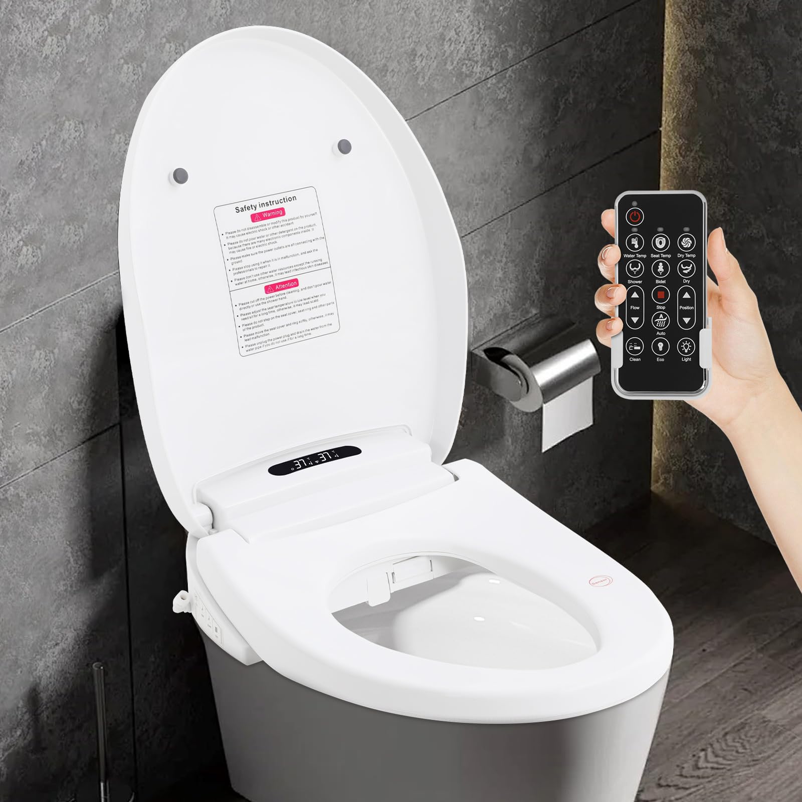 Sedile WC intelligente, Toilette giapponese con bidet, Sedile WC automatico riscaldabile con telecomando, Comfort ed eleganza