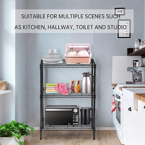 Miniatura 7 de Dopinmin Estantería de alambre de 3 niveles (negro)