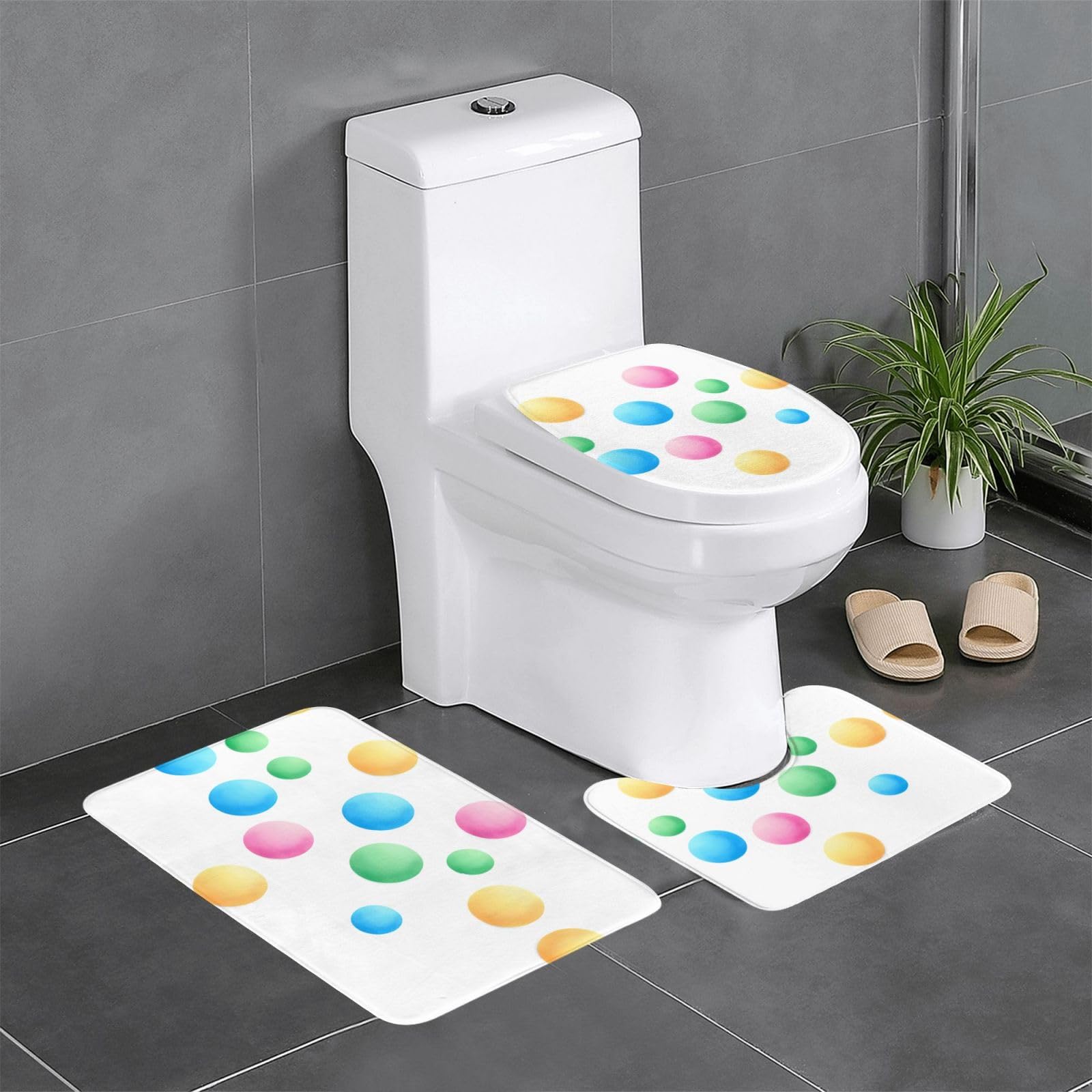 Tapis de sol antidérapants pour salle de bain WHJSSF | Lot de 3 tapis ovales et rectangulaires