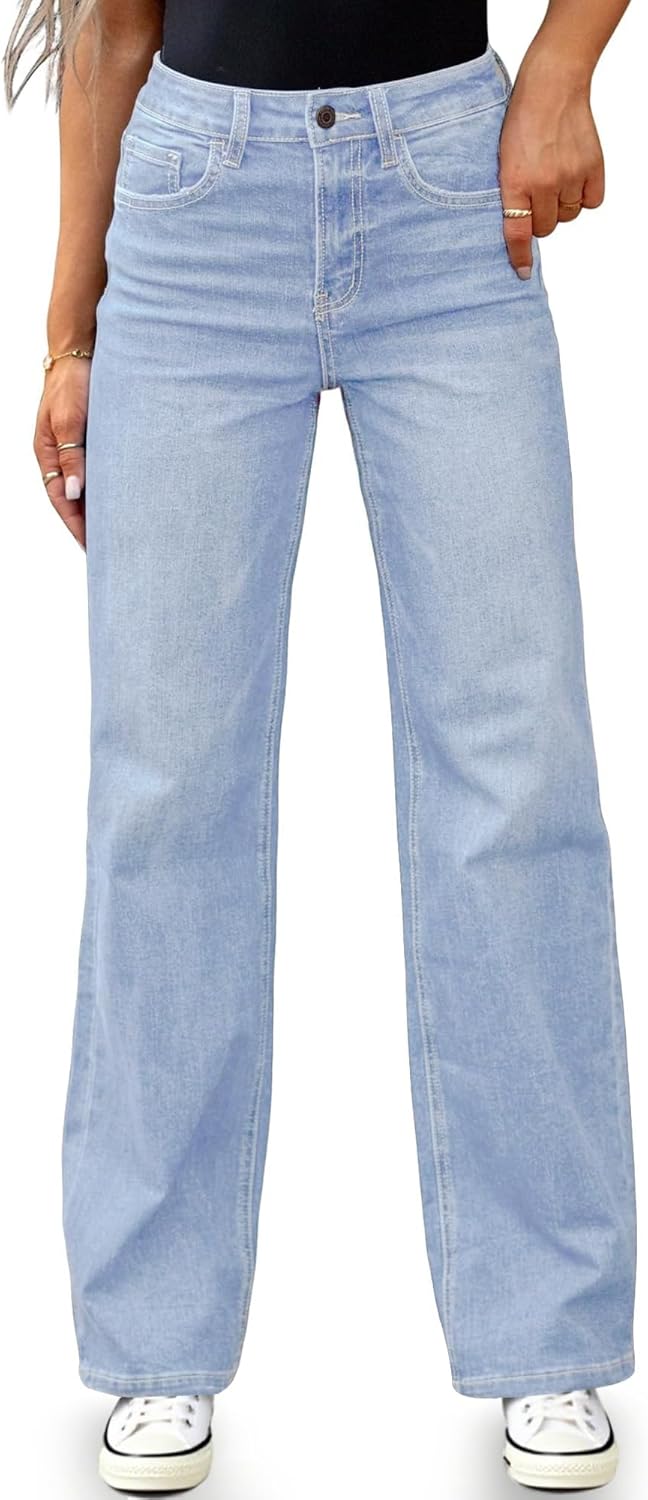 BMSTAY Women's High Waisted Straight Leg Jeans Stretchy Wide Leg Bootcut Denim Pants 2025 Trendy