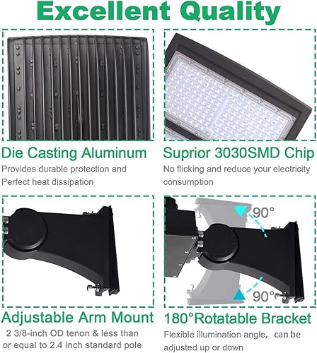 Miniatura 5 de OSTEK LED Shoebox Street Lights 150W 21000LM LED Area Pole Accesorio para iluminación LED estacionamiento Iluminación IP65 Área comercial al aire