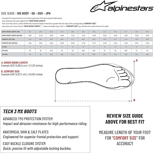 Miniatura 9 de Alpinestars - Botas de motocross para hombre Tech 3 Motocross, color negro/blanco, talla 11, 2013018-12-11 Negro/Blanco,Negro