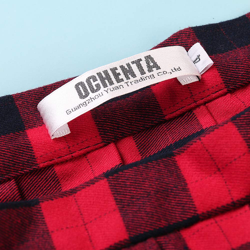 Aeslech Falda de lana plisada a cuadros para mujer, falda de invierno de uniforme escolar de cintura alta para niñas
