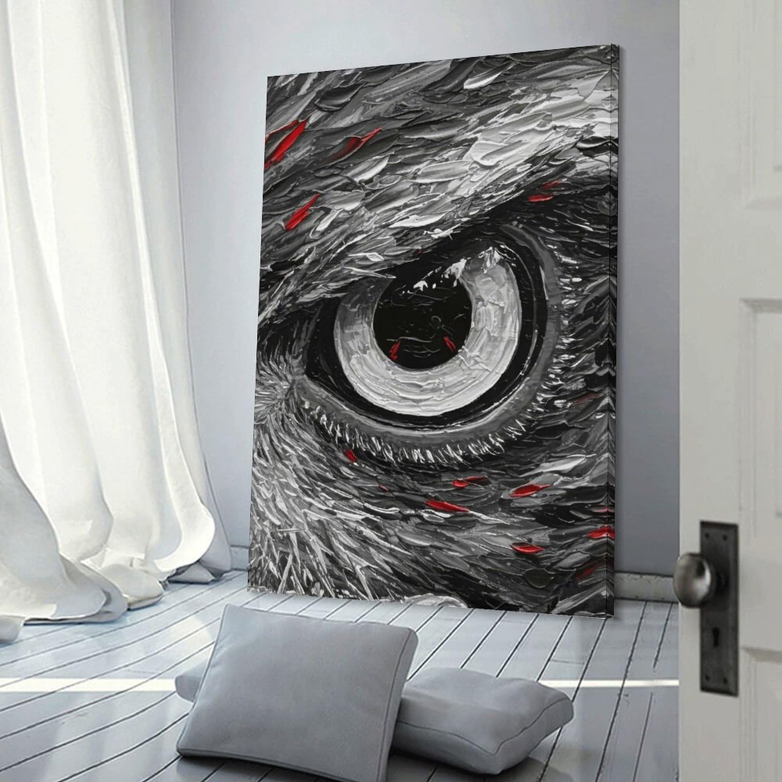 Junmoney Frame-Style-16 Abstract Eagle Eye Painting Decorative Canvas Print, 20X30inch(50X75cm), For Living Room, Bedroom Or Home Office, Canvas Artwork With Gifting Potential