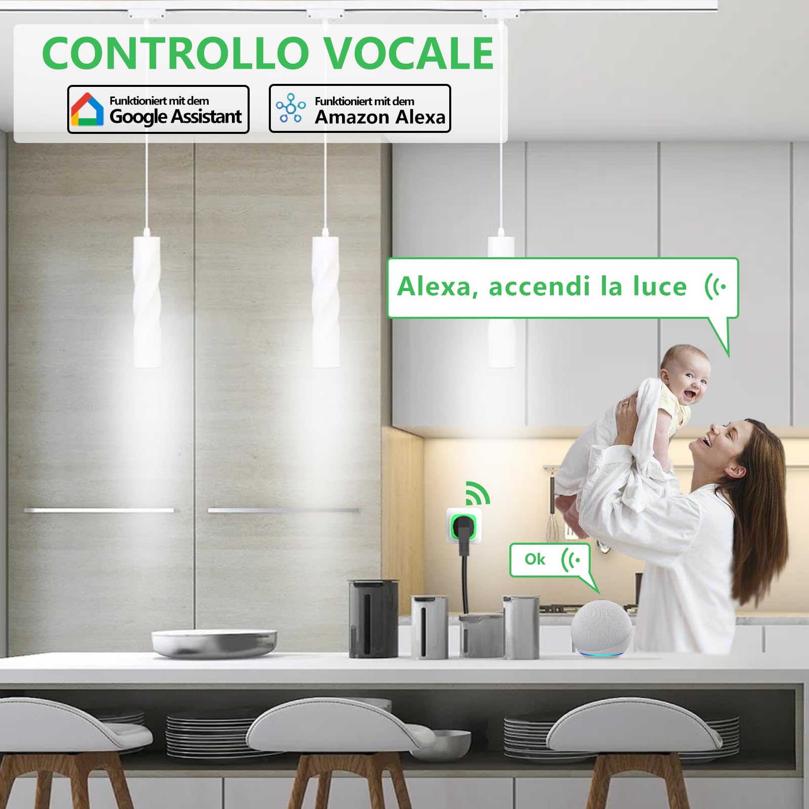 SURFOU Vesync Presa Smart 2 Pezzi, Vesync APP Controllo Vocale/Remoto, Prese Intelligente con Consumo Electrico, Plug Compatibile con Amazon Alexa, Google Assistant, Timer Tempo di Preselezione, 16A