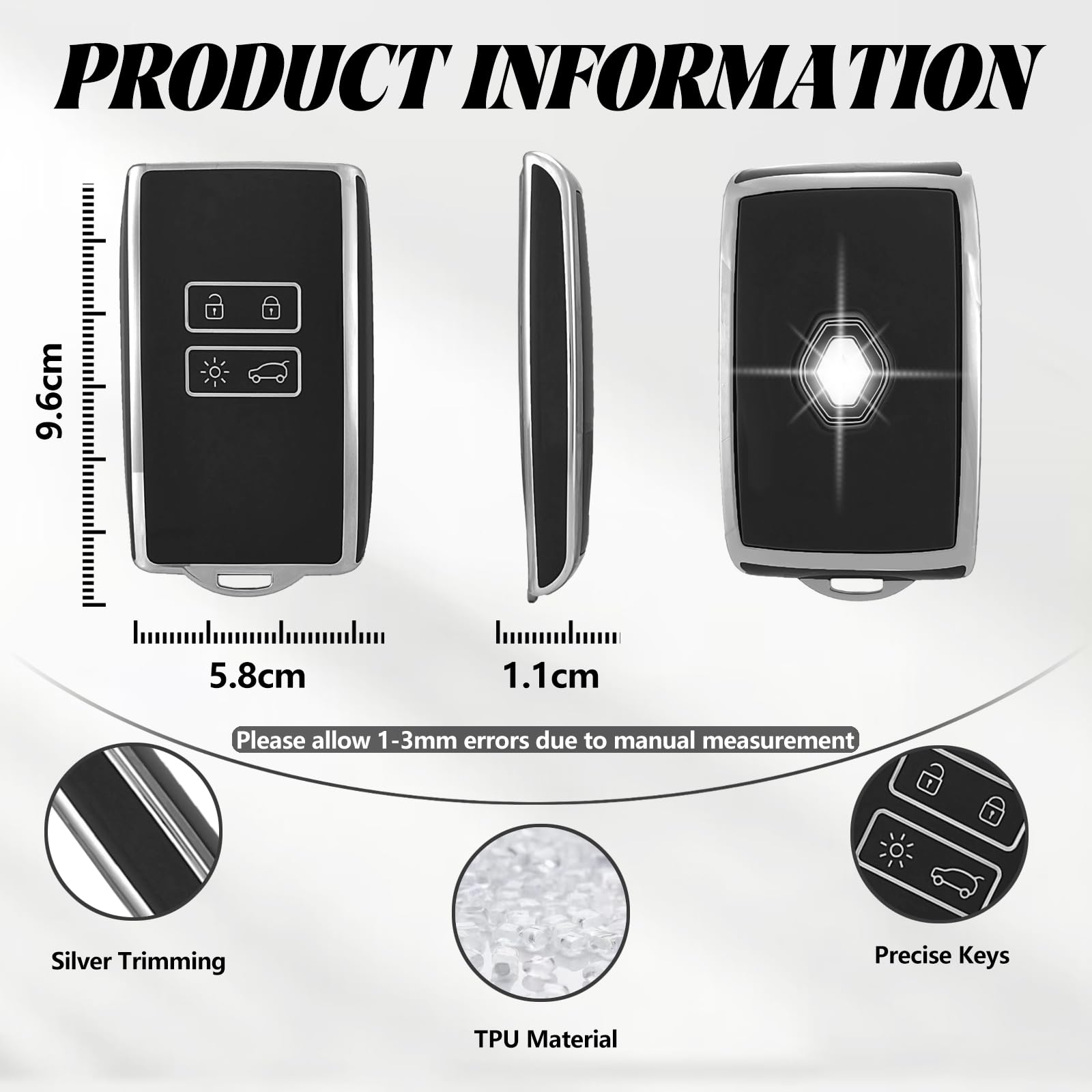 Smart Key Cover Chiave Guscio Carta Adatto per Renault Scenic 4 Megane Talisman Koleos Kadjar Clio Captur Espace Zoe Arkana Dacia Duster