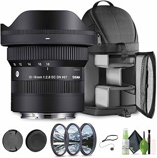 Sigma 10-18mm f/2.8 DC DN Contemporary Lens Sony E (MFR Part #207965) Bundle Ideal for Professional Portraits Weddings Indoor/Outdoor Adventure, Wildlife, Travel and Photography use + Accessories