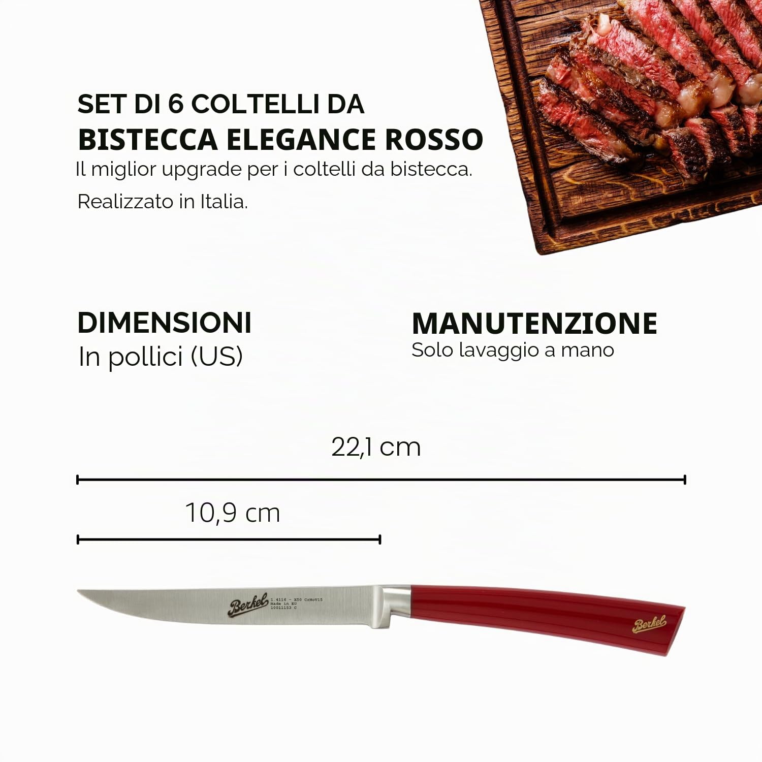 Elegance Set 6 coltelli bistecca Rosso