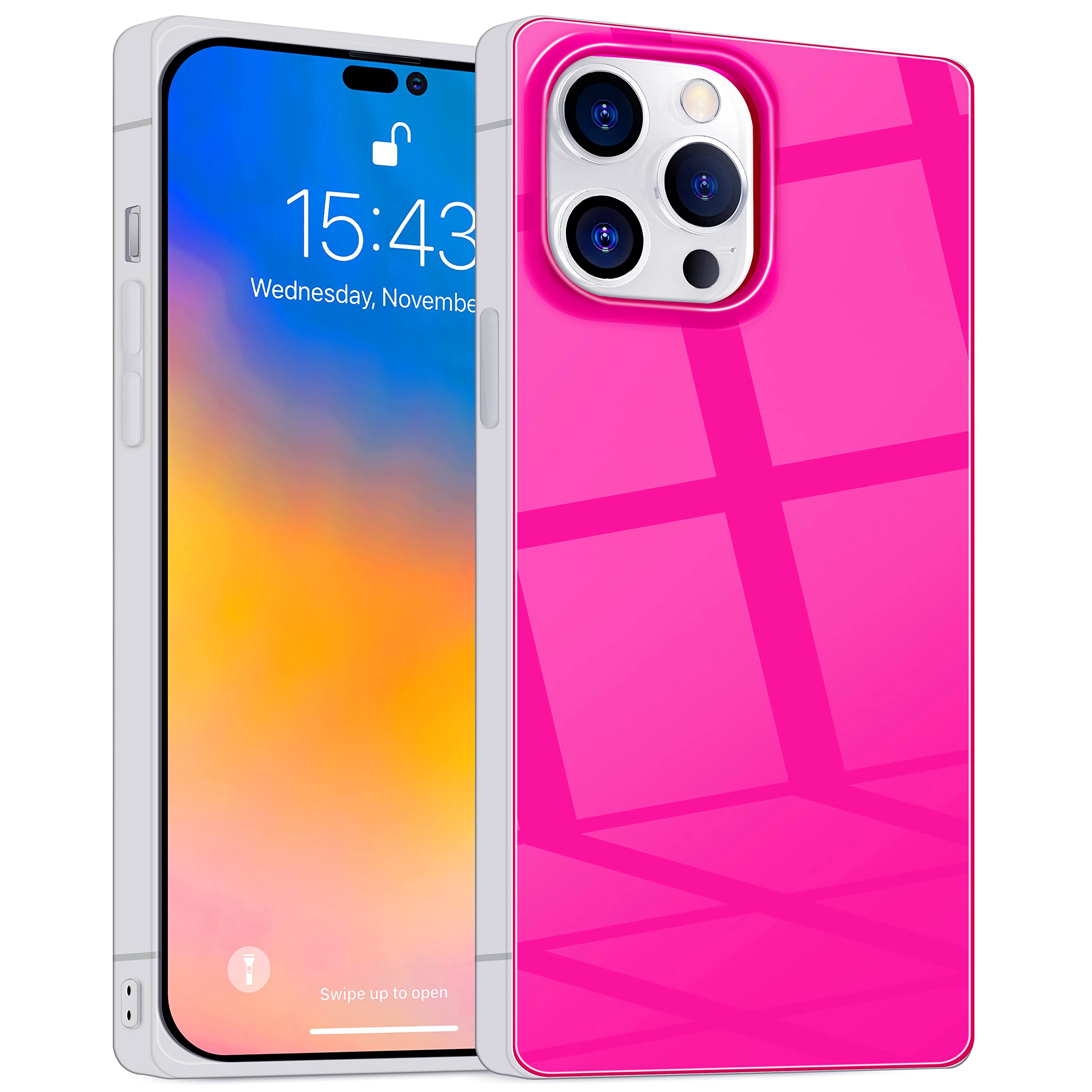 Jmltech for Clear iPhone 14 Pro Max Case Silicone Square Shockproof Protective Drop Protection Phone Case Cover for iPhone 14 Pro Max (Rose)