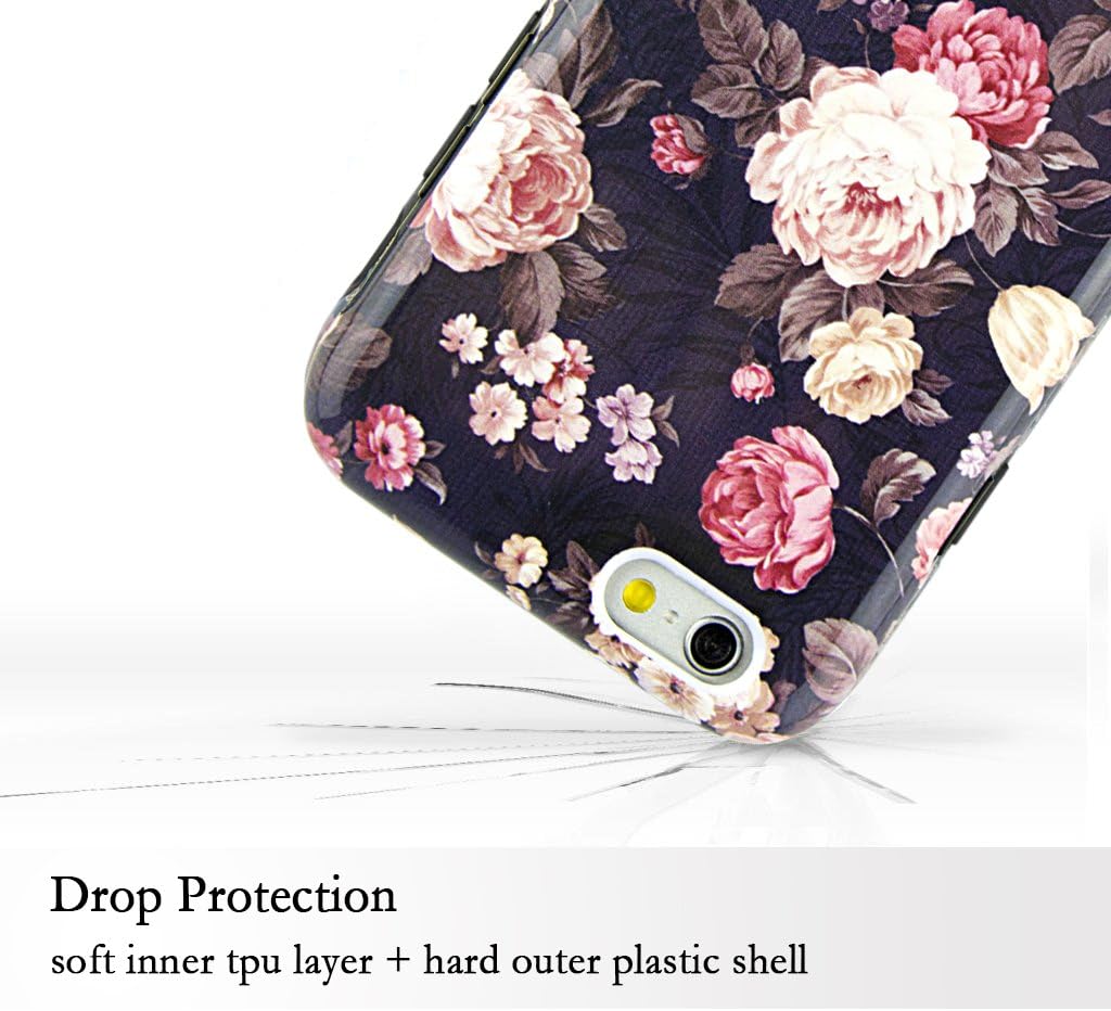 Dimaka Case for iPhone, Floral Flower Cute Case, Dual Layer Covers for Girls, Sturdy and Protective Bumper for iPhone