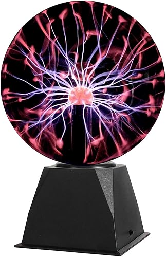 Gresus Lámpara de bola de plasma mágica enchufable de 8 pulgadas, lámpara de plasma interactiva sensible al tacto y al sonido, globo de esfera