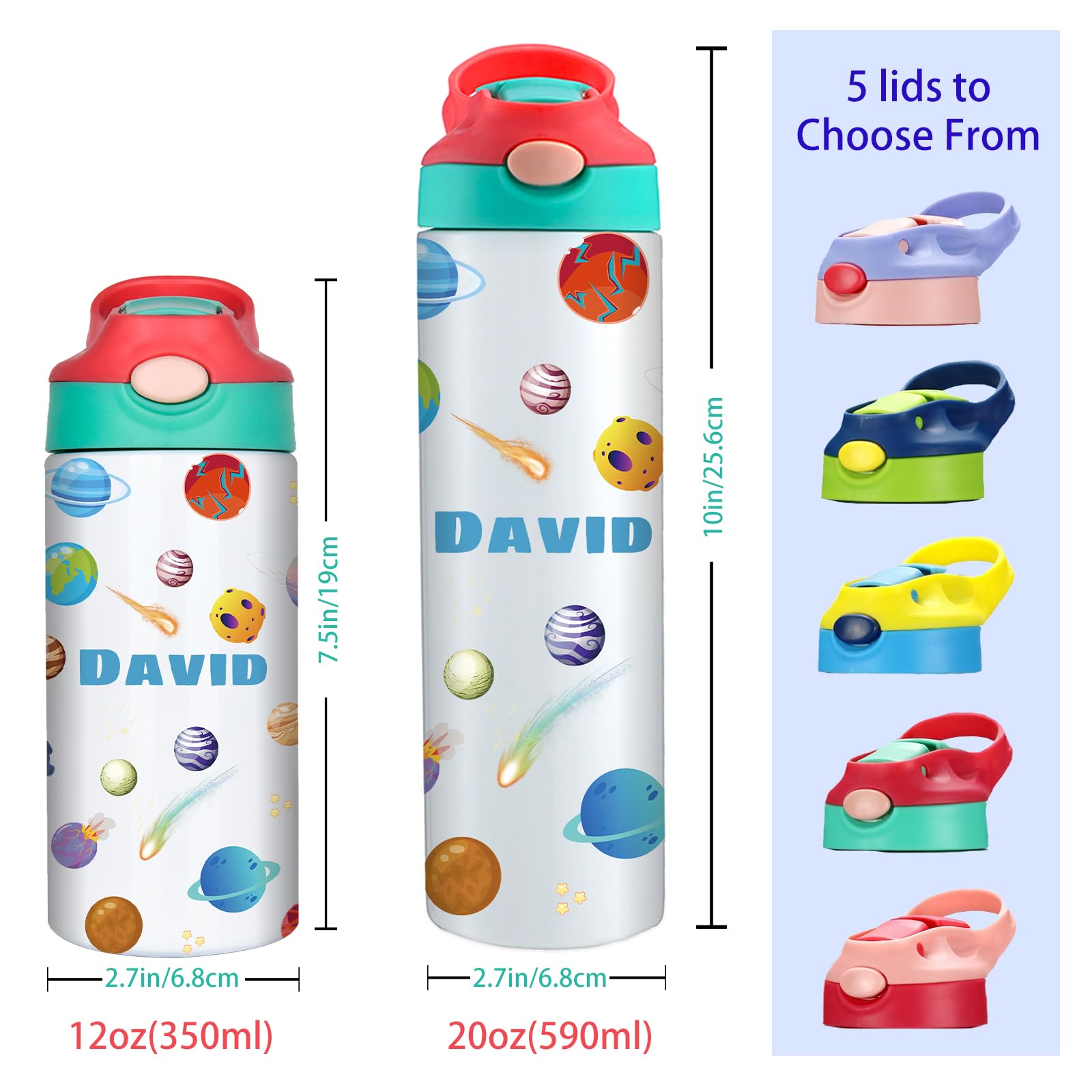 Personalized Stainless Steel Water Bottles 12oz Or 20oz - Custom Insulated Bottle With Straw, Great Gift For Son, Daughter, Family - View #7