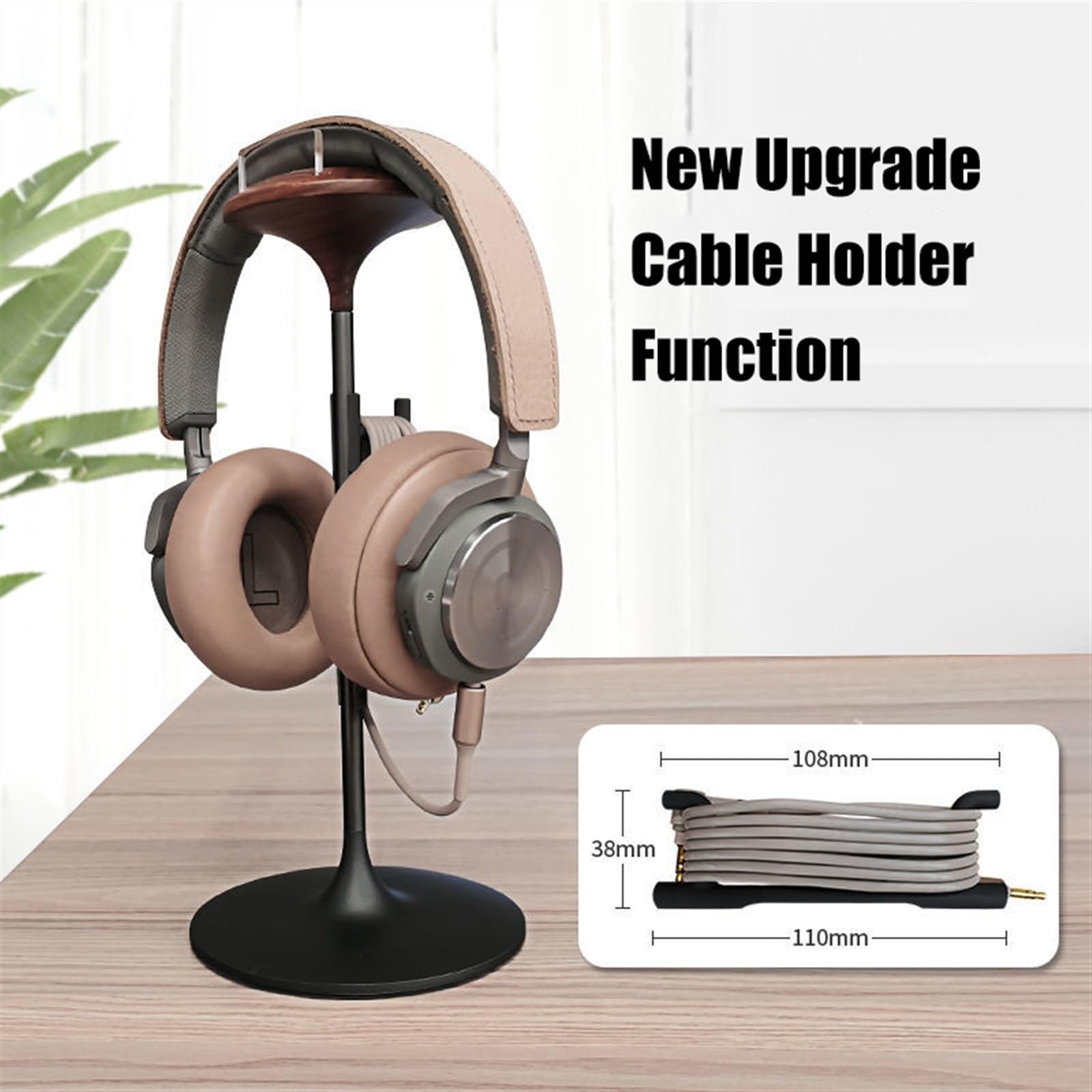 Supporto per cuffie desktop Supporto for cuffie in noce/faggio, supporto for cuffie in legno e alluminio, supporto for cuffie da gioco in noce naturale con base solida e pesante(Silver)