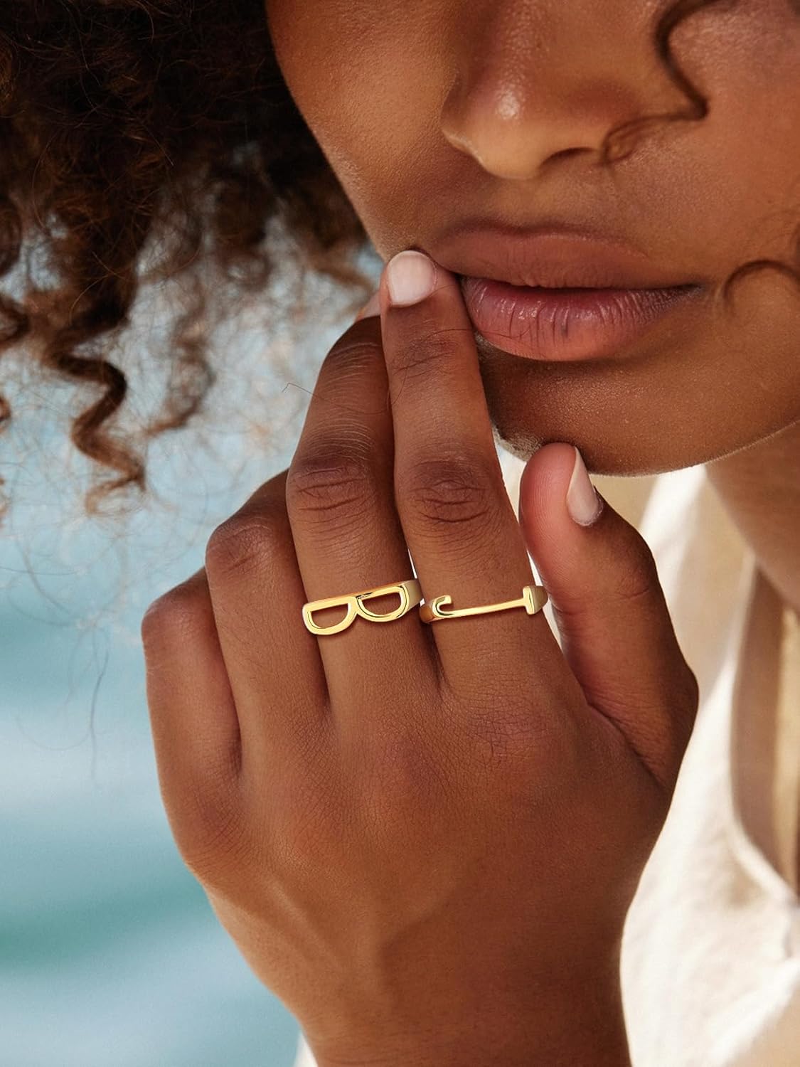SILVERCUTE 925 Sterling Silver Initial Rings for Women,Adjustable Capital Letter Ring Hypoallergenic,Minimalist 925 Silver Rings for Mother Daughter
