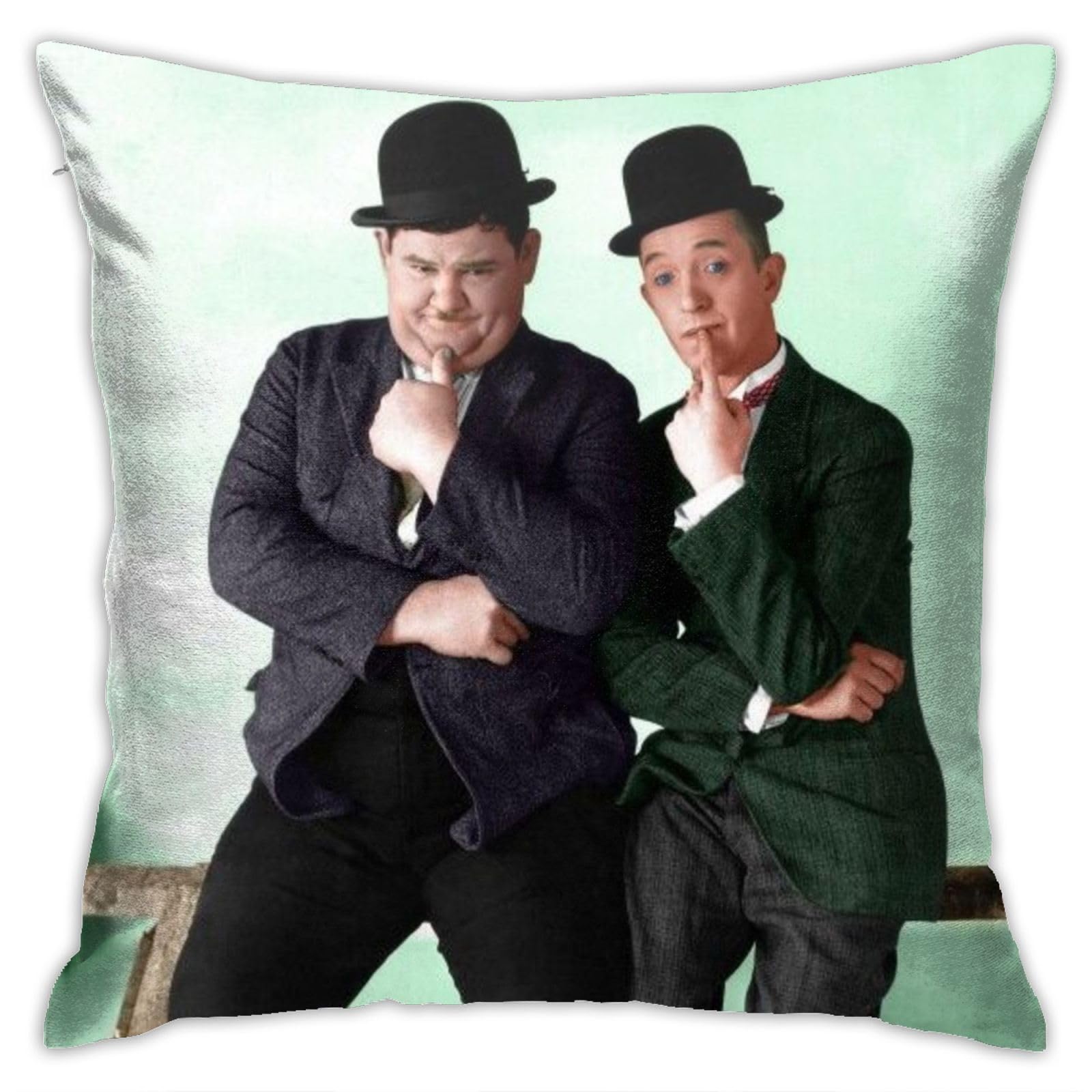 Pillowcase for Laurel and Hardy Cushion Cases, Modern Decorative Square Pillowcases for Sofa Couch Bedroom Living Room Car 18''x18''