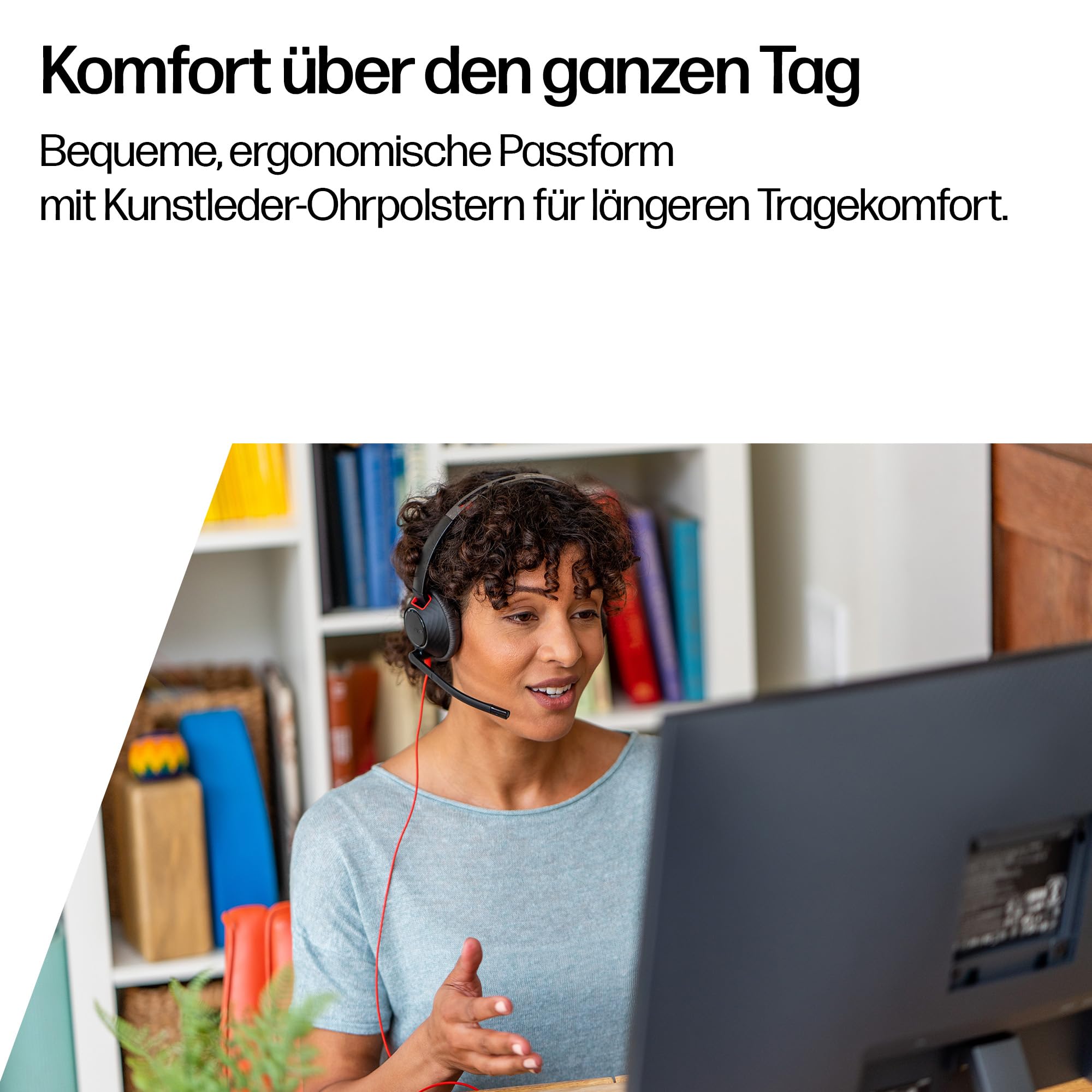 Poly Blackwire 5220 schnurgebundenes Headset, Flexibler Mikrofonarm mit Noise Cancelling, Ergonomisches Design, Verbindung mit PC/Mobilgeräten über USB-C, USB-A oder 3,5 mm, Teams/Zoom kompatibel