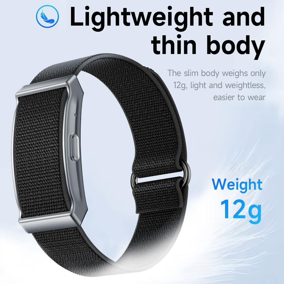 Braccialetto intelligente per la salute, fitness tracker, cardiofrequenzimetro, monitoraggio del sonno, contapassi, modalità multi sport, impermeabile, cinturino in silicone e nylon