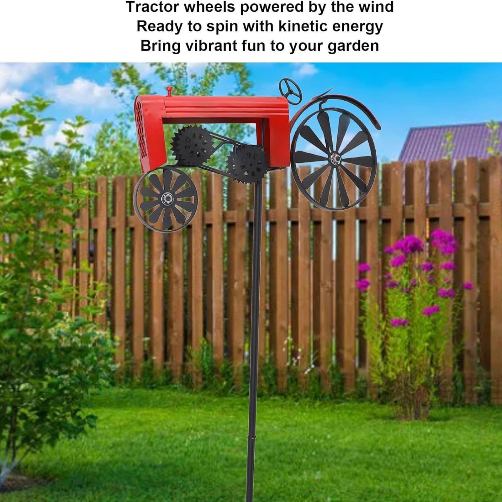 Metalowa Wirówka Wiatrowa Traktor - Ruchoma Rzeźba Ogrodowa