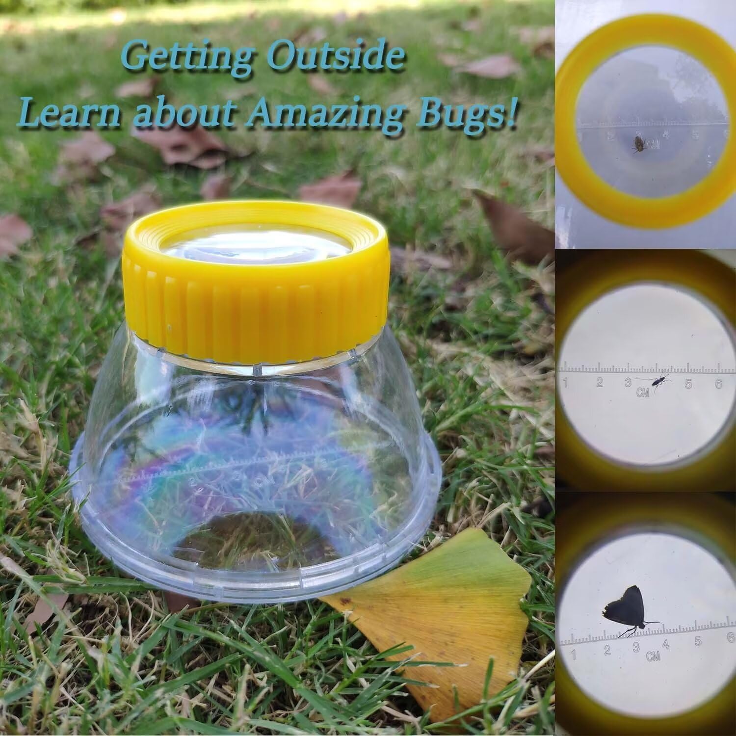 Bug Magnifying Viewer 5X Magnifyer Insect Jar Observation Kit Bug Viewer Built-in 7cm Ruler with 2 Plastic Tweezers Bug Catcher Kit for Kids Science Nature Exploration (4Pack, Yellow) - Image 3