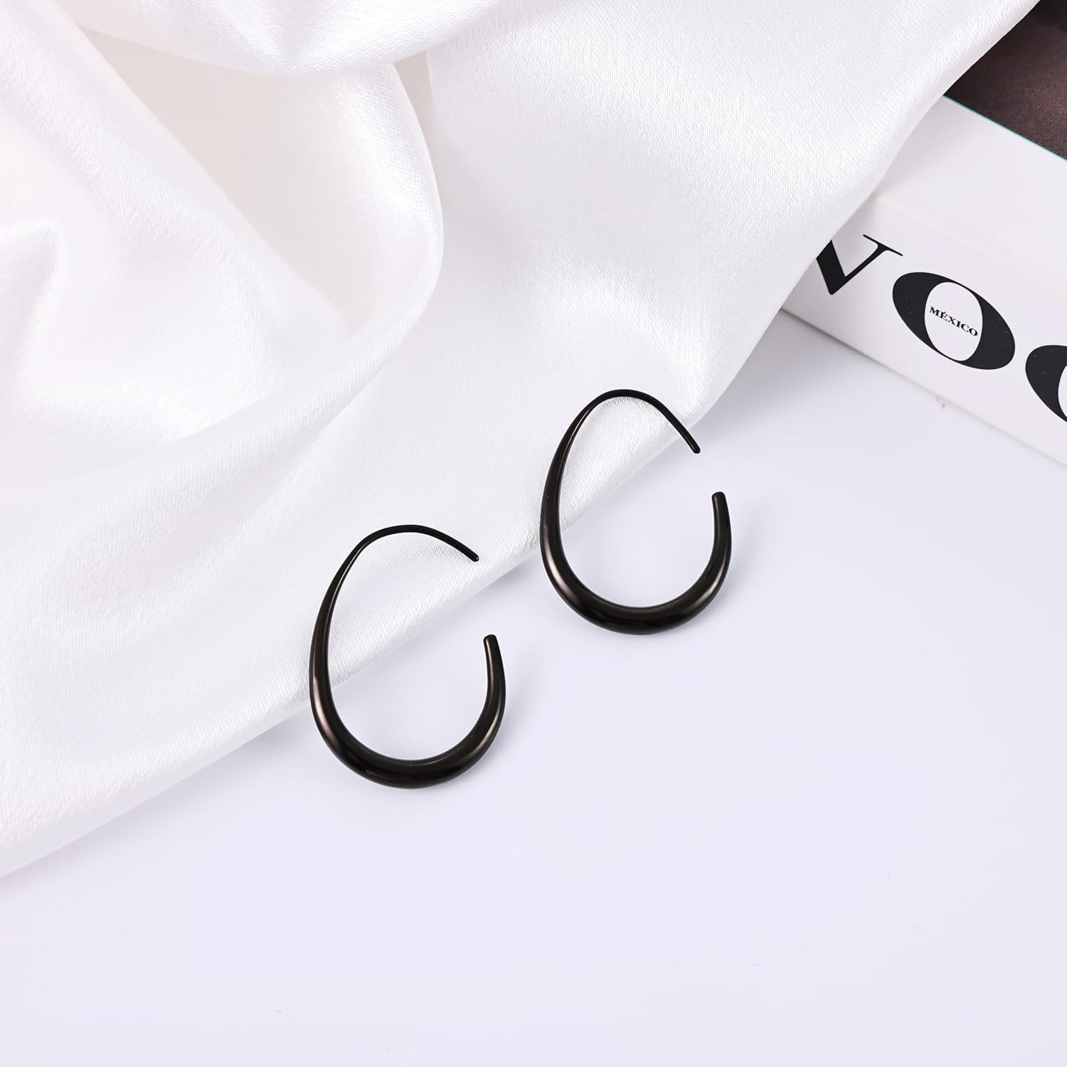 Gacimy Teardrop Hoop Earrings for Women, 14K Gold Plated Oval Pull Through Hoop Earrings for Women - Image 4