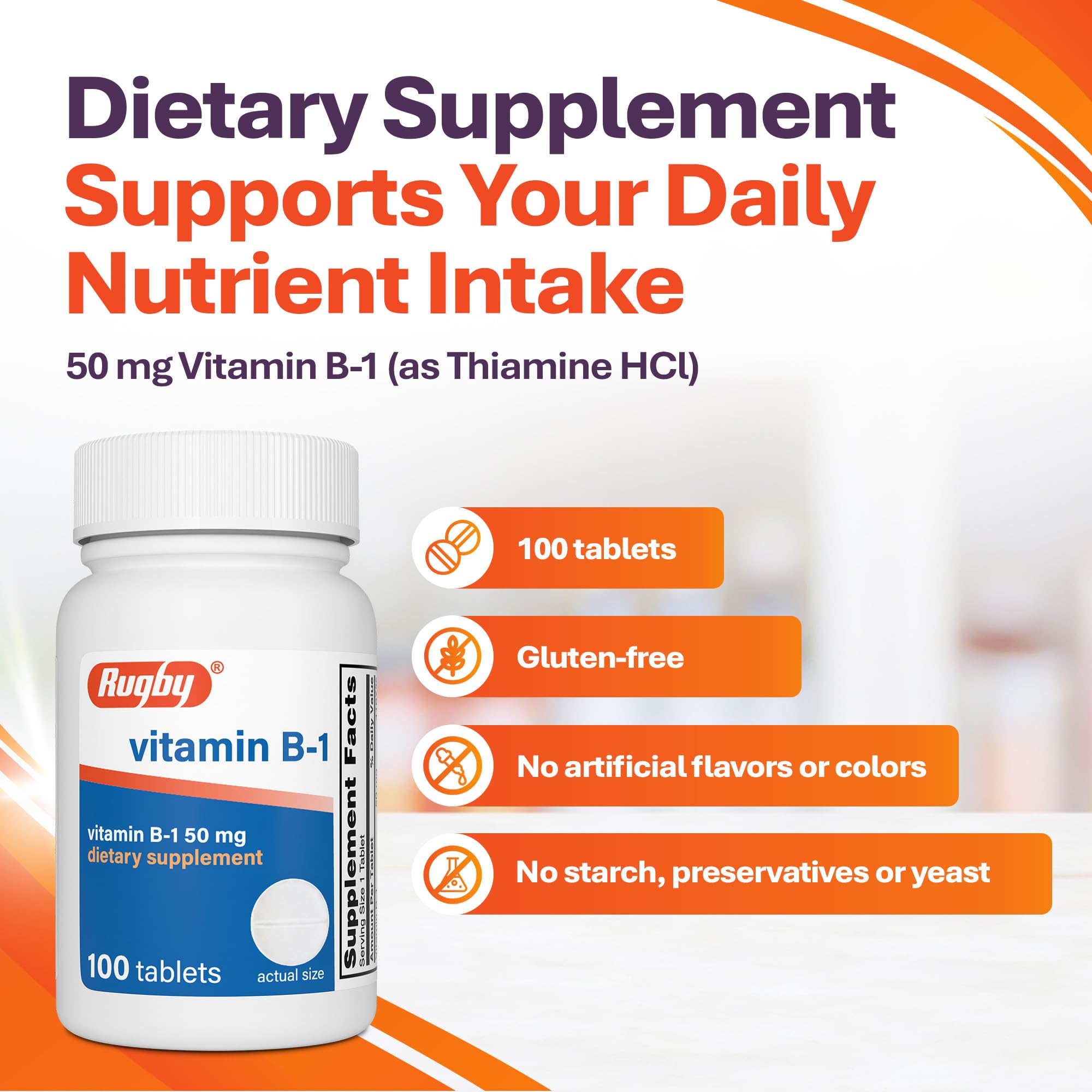 Rugby Vitamin B-1, 50 mg Dietary Supplement, 100 Count (1-Pack) — Amazon image 4
