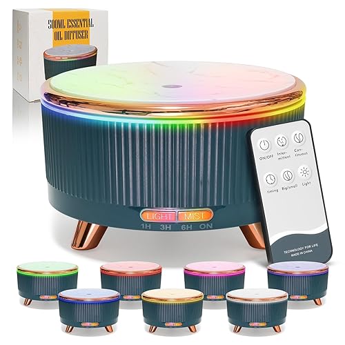500mL Diffuser Àtherische öle, Duftöl Diffuser, Aroma Diffuser for Bedroom mit 7 Colours LED, mit Fernsteuerung