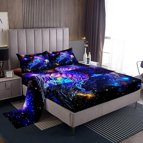 Miniatura 49 de Juego de sábanas retro floral de los 70 de tamaño individual, juego de decoración de cama con flores hippie y hojas con 1 sábana encimera y 1 sábana