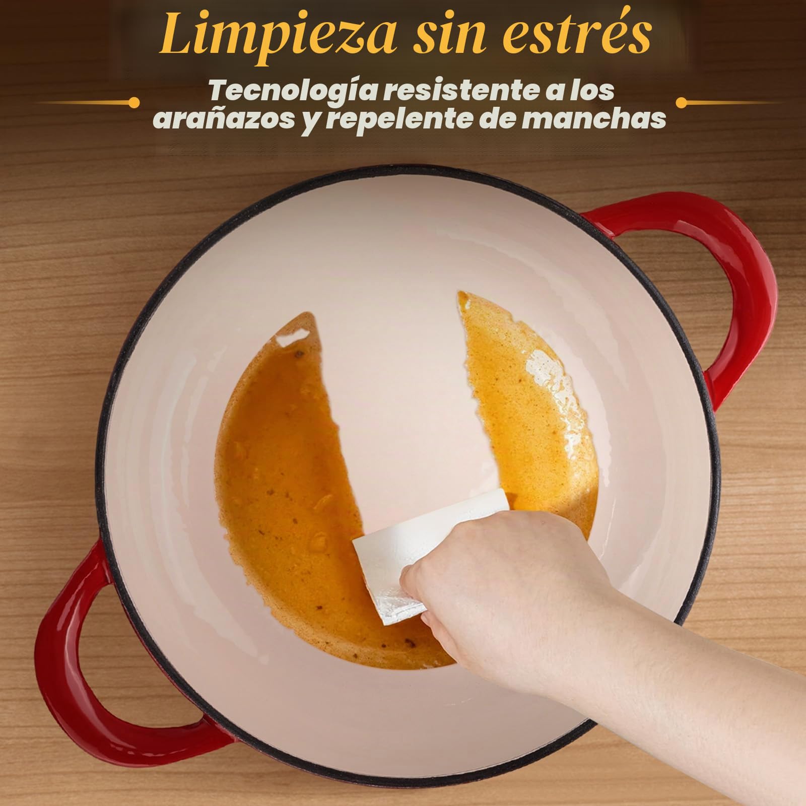 NZQXJXZ Olla de Hierro Fundido, 26cm Cacerola Holandesa de Esmaltado con Tapa, Olla Holandesa para Cocina Casera Hornear con Banetones para Pan