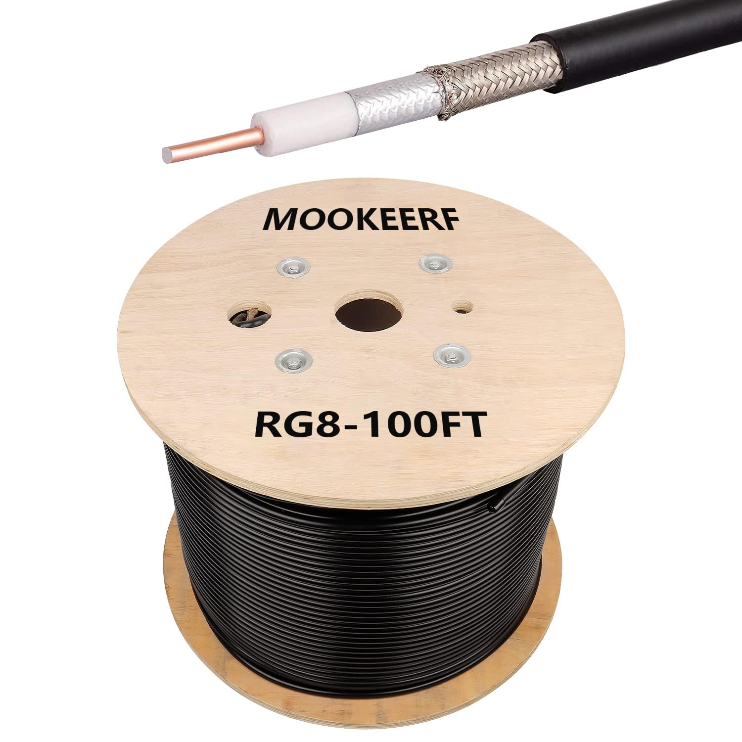 RG8 Coaxial Cable 100ft,Low Loss RG8 Cable 100 Feet 50 ohm,Without Wood Spool