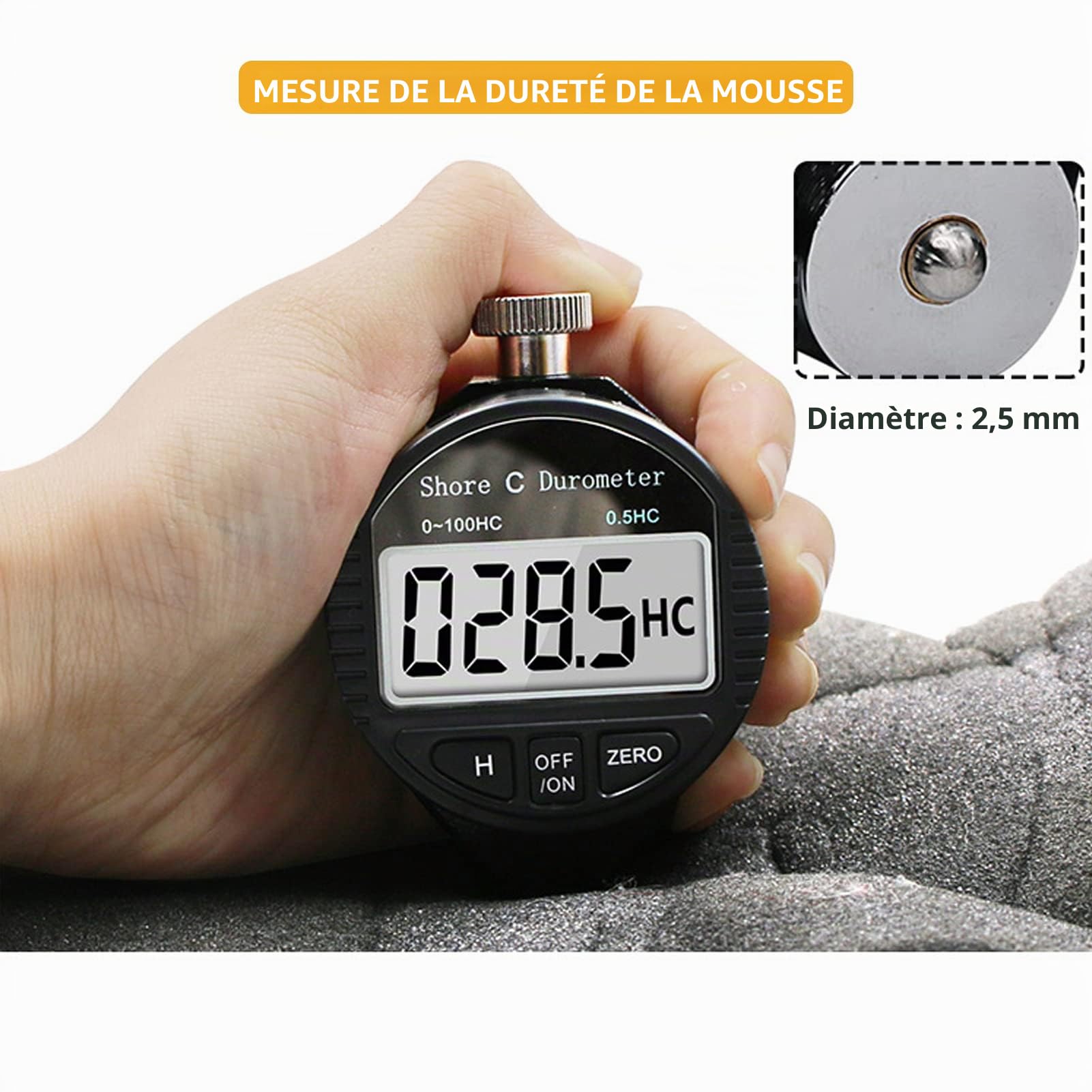 Duromètre LCD, Duromètre Digital 100HD Shore, type C, pour mesurer la dureté du caoutchouc, du gel de silice, des pneus et du plastique