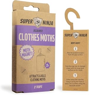 Super Ninja Clothing Moth Killer - 2 Traps - Highly Effective and Ecological Moth Trap - Environmentally Responsible Moth Killer for Wardrobe (2 Pack)