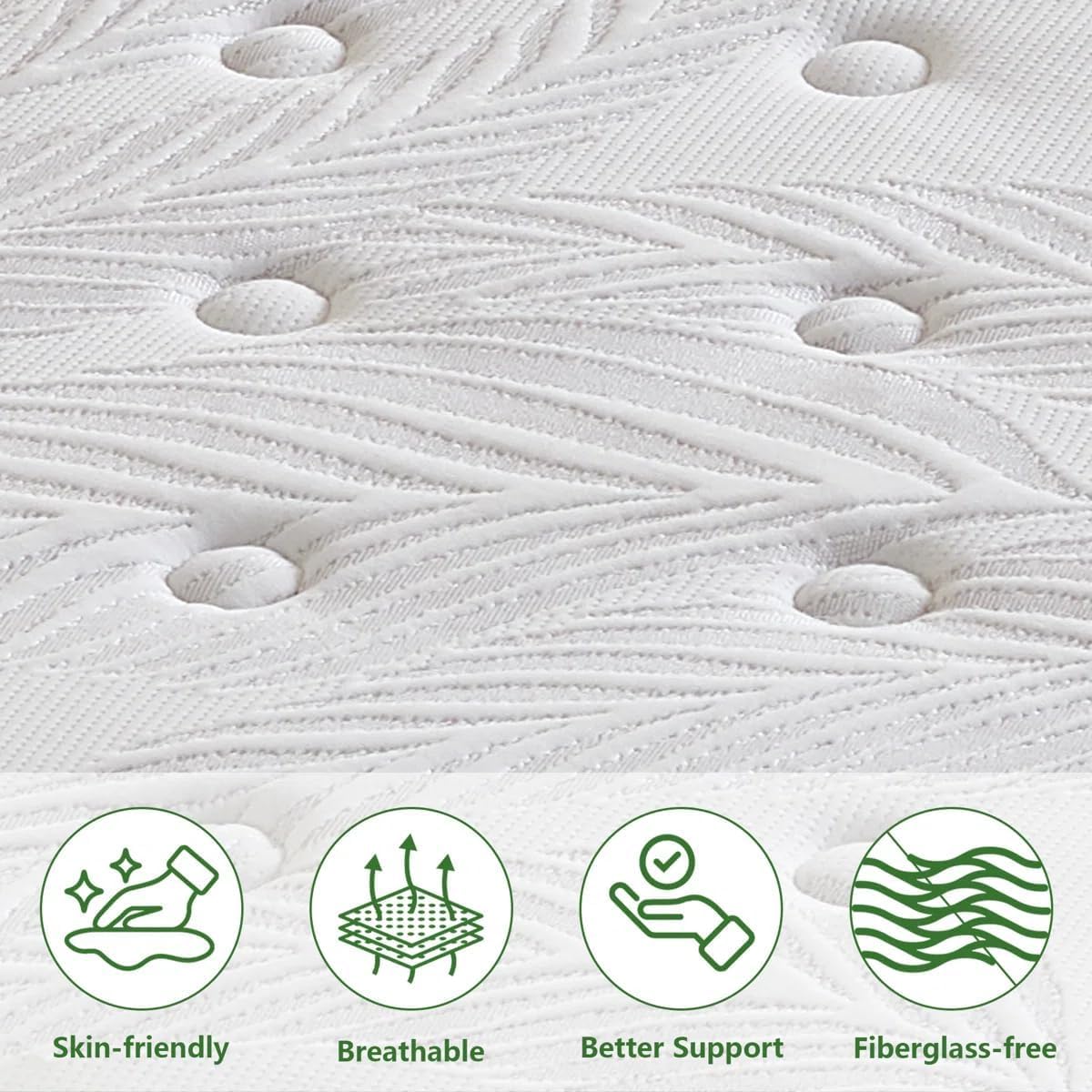 KOW Queen Mattresses 14 Inch,Soft Gel Memory Foam Mattress in a Box with Euro Top Medium Plush Feel, Supportive Independent Pocket Springs for Pressure Relief & Motion Isolation