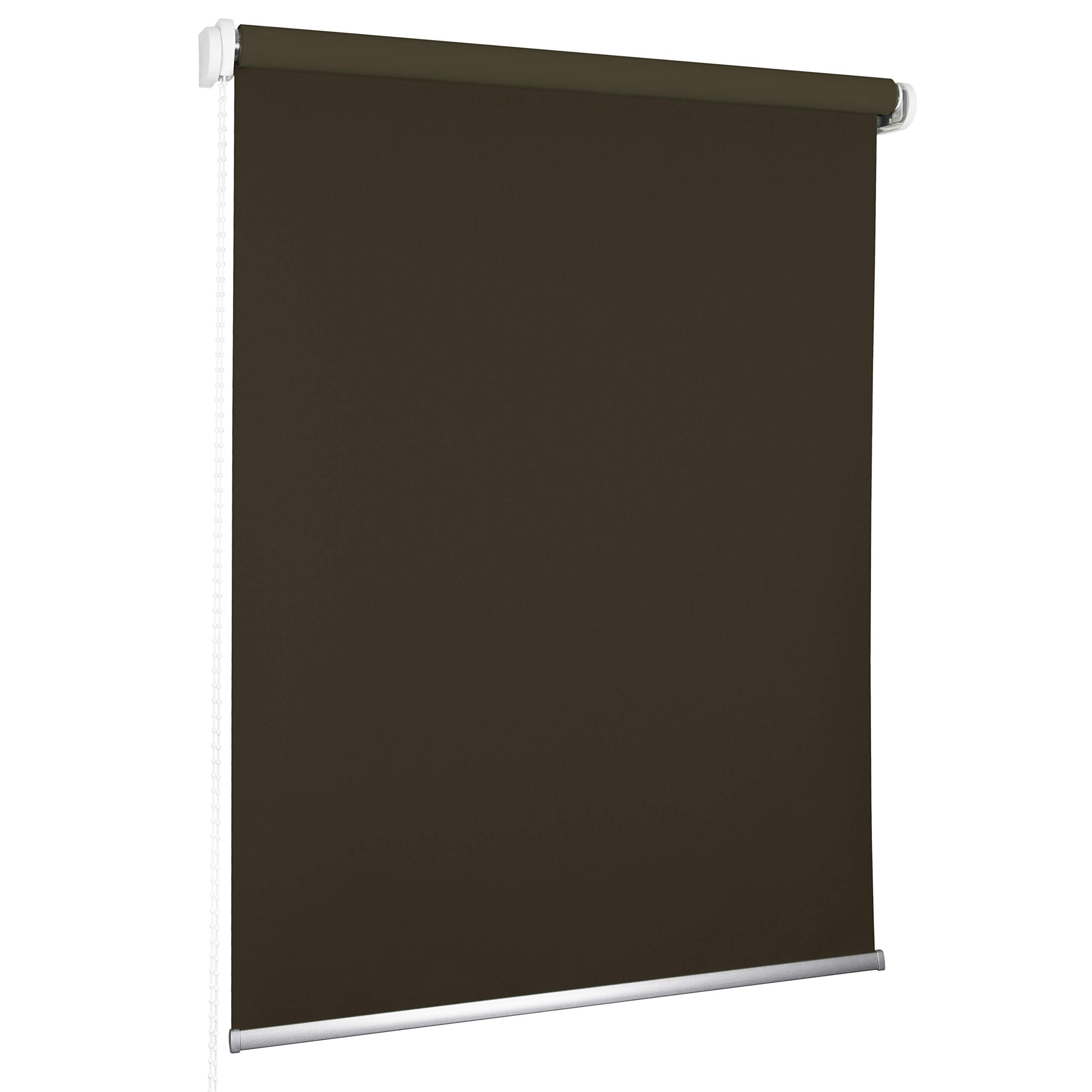 Rollmaxxx standardowa roleta zaciemniająca, roleta z cięgnem bocznym z łańcuszkiem światło dzienne, ochrona przed wzrokiem (80 x 230 cm, brązowa)