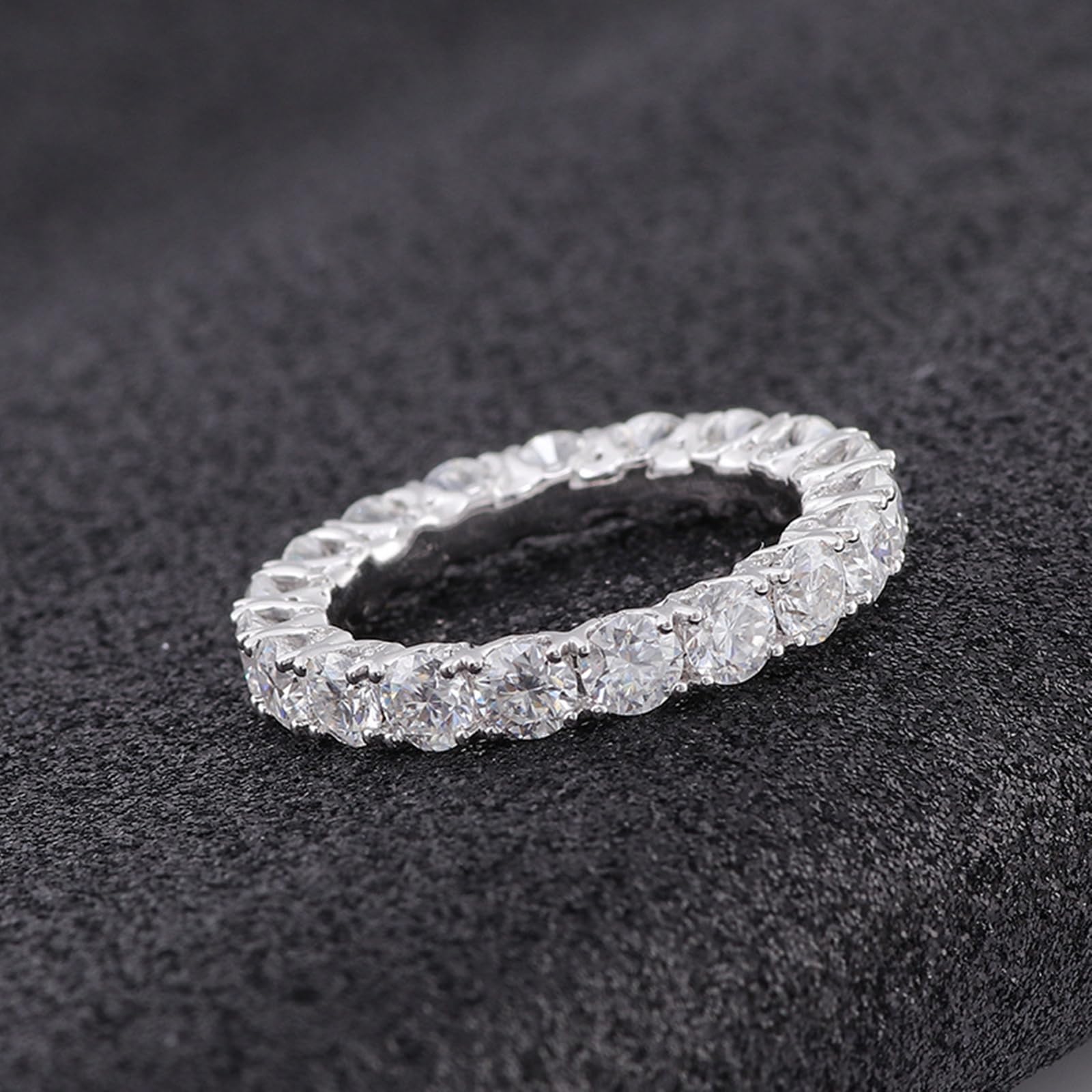 Juego de anillos vintage, anillos de boda de lujo con moissanite redondo para mujer