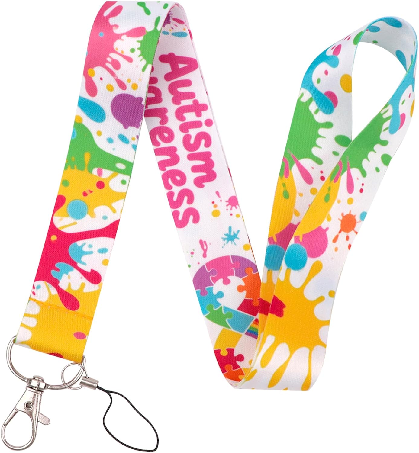 Autism Awareness ID Badge Holder with Lanyard, Puzzle Piece Infinity Symbol Design - Colorful Rainbow Teacher Accessories for Special Education, Unique Lanyards for Teacher, Students, Nurse image 2