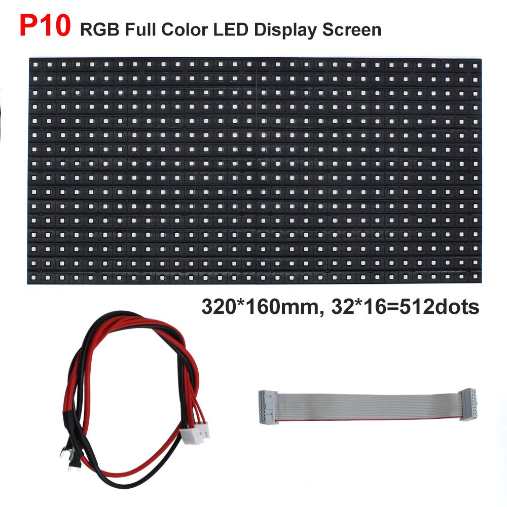 P10 Outdoor LED Matrix Module (320 * 160mm), Digital Pixel Panel Screen, 1/2 Scan, 512 dots, 5000 Nits, RGB Full Color For Outdoor Display.