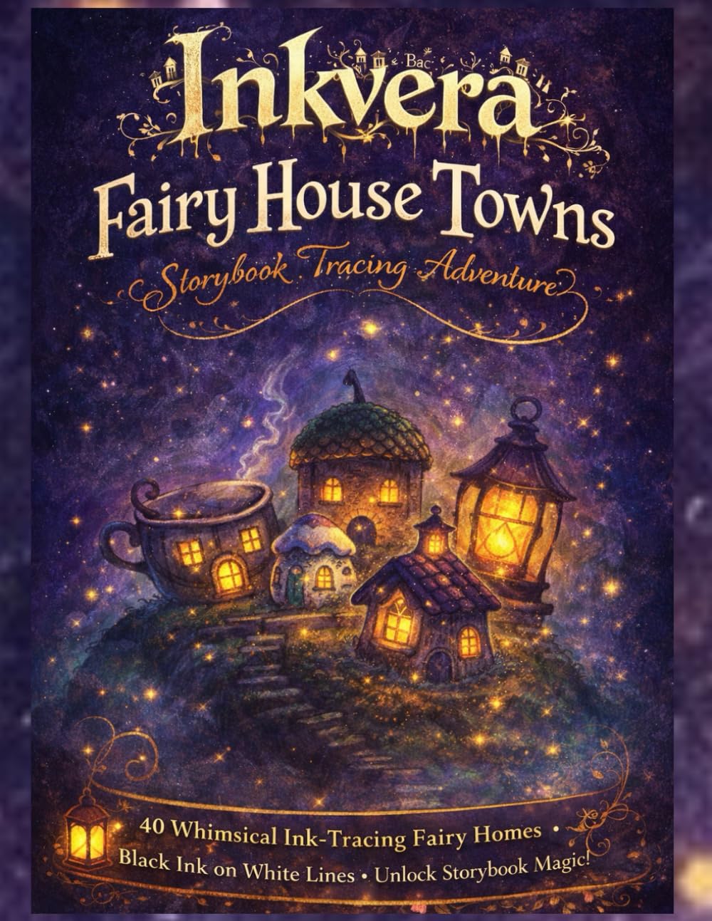 Inkvera: Fairy House Towns – Storybook Tracing Adventure: Reverse Coloring & Ink Tracing Fairy House Book for Adults: 40 Whimsical Pre‑Colored Pages ... Line Tracing (Inkvera Reverse Coloring Books)